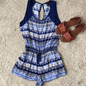 Navy print romper